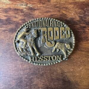 1978‎ Hesston NFR National Finals Rodeo Solid Brass Belt Buckle